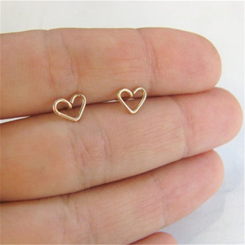 Fashion Heart Plating Alloy No Inlaid Earrings Ear Studs