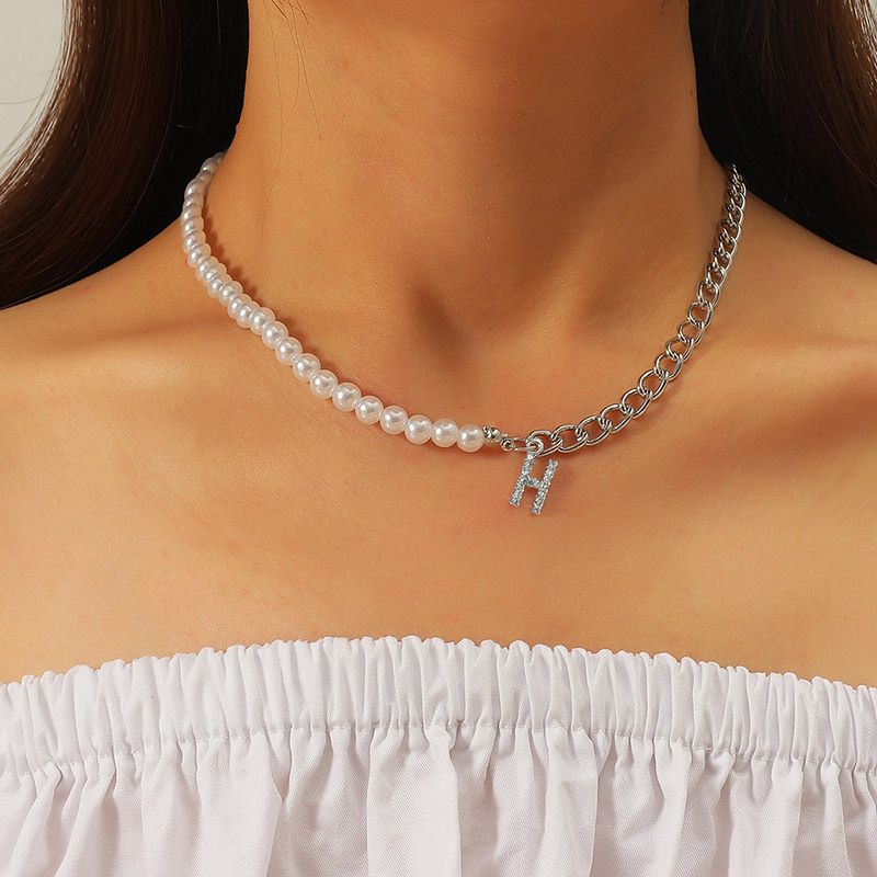 Bohemian Asymmetrical Pearl Letter Necklace