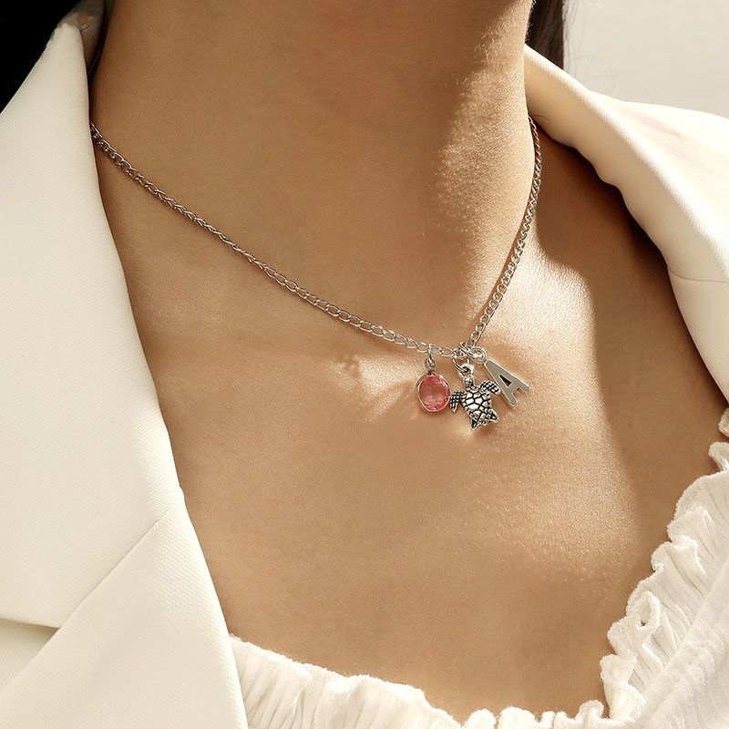 Long Exquisite Letter Turtle Pendant Necklace