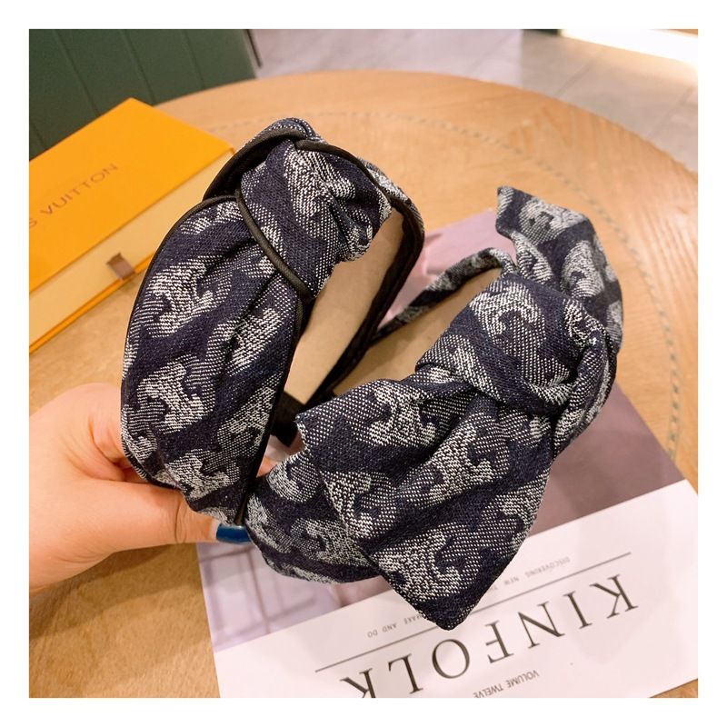 Korea Retro Denim Print Tie-dye Splash Bow Headband