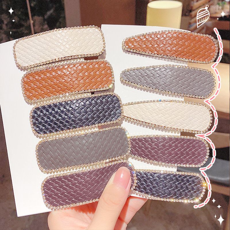 Diamond Square Exquisite Imitation Leather Hair Clip