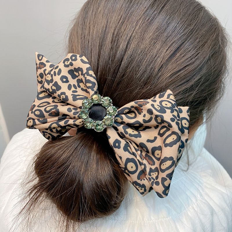 New Leopard Print Multilayer Bow Hairpin