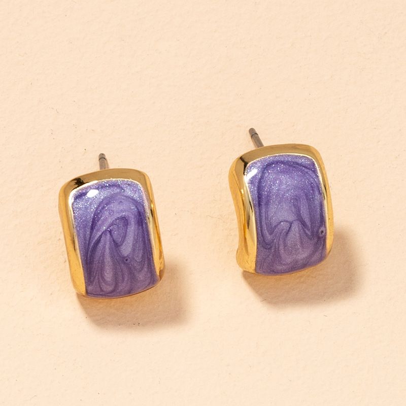 Nouvelles Boucles D&#39;oreilles Rétro Arc Géométrique Violet Pétrole Et Gaz