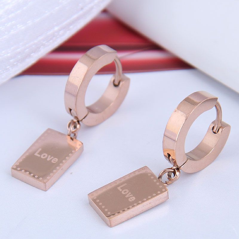 Korean Fashion Titanium Steel Simple Ol Square Earrings