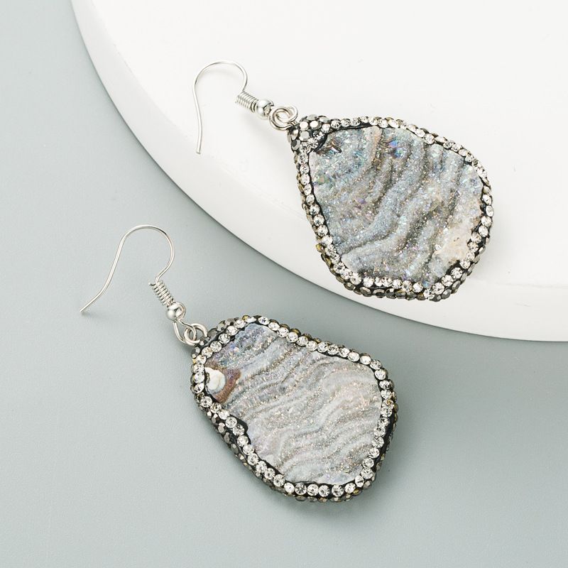 Gray Natural Stone Diamond Earrings
