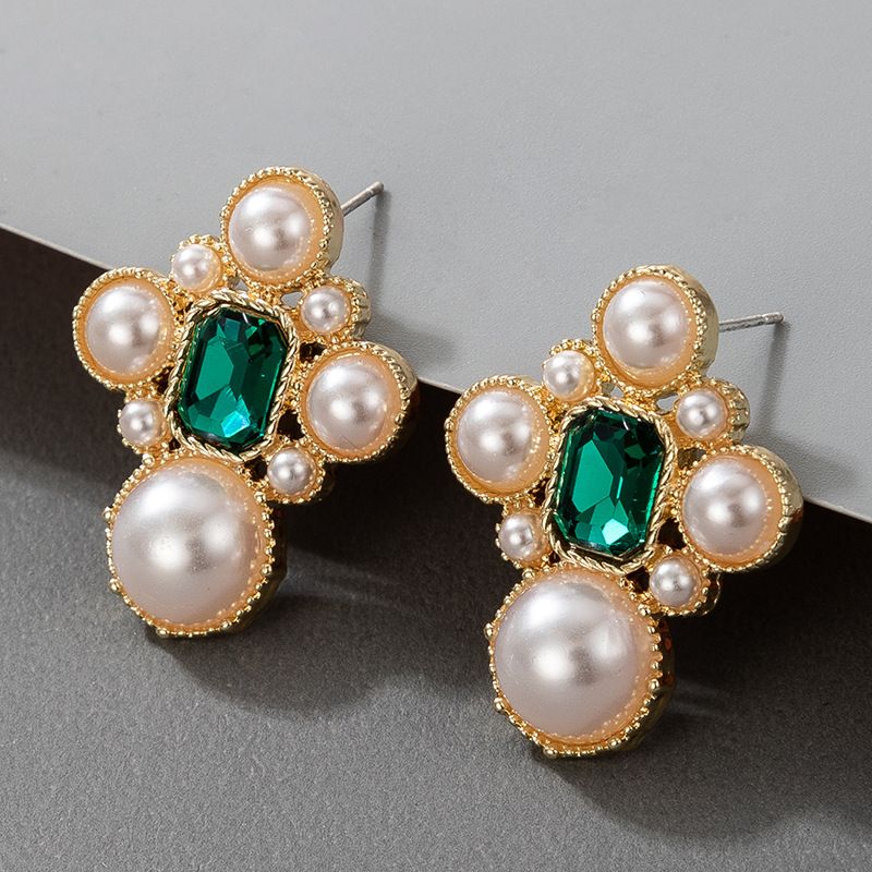 Fashion Retro Green Crystal Earrings