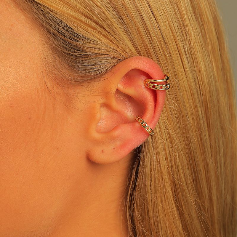 Wholesale Brass Twist Chain Ear Clip 2-piece Set