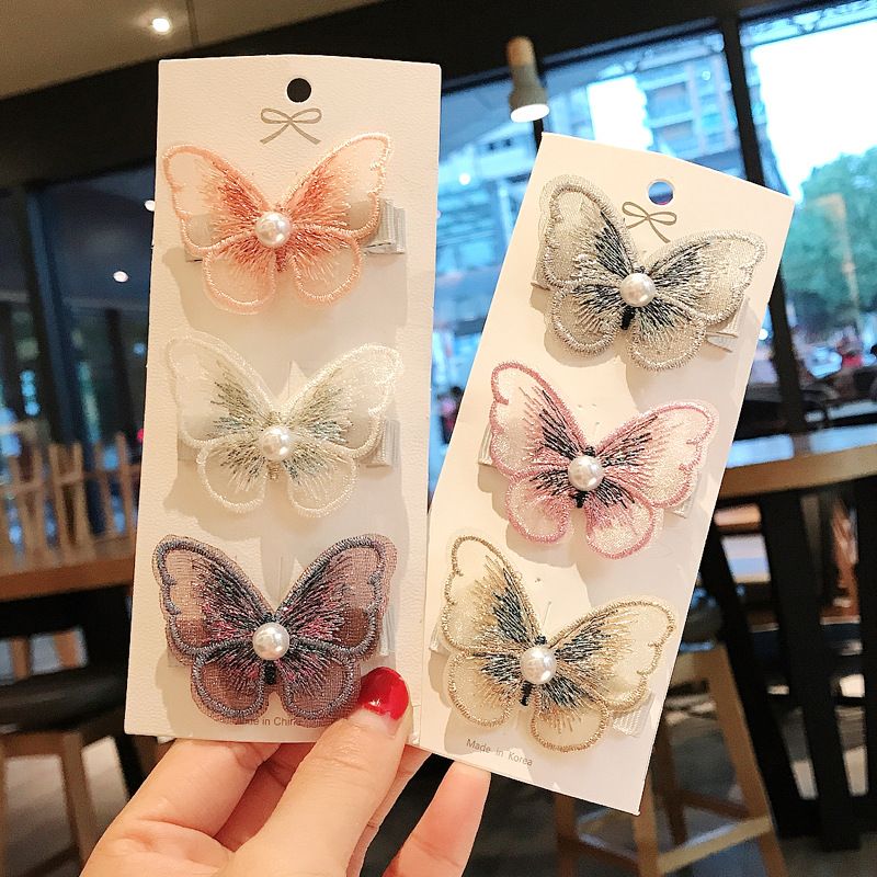 Embroidered Butterfly Hairpin 3-piece Set