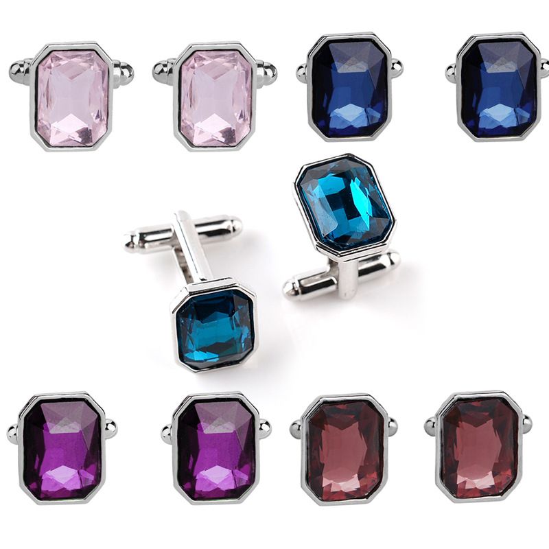 New Creative All-match Colorful Glass Diamond Cufflinks