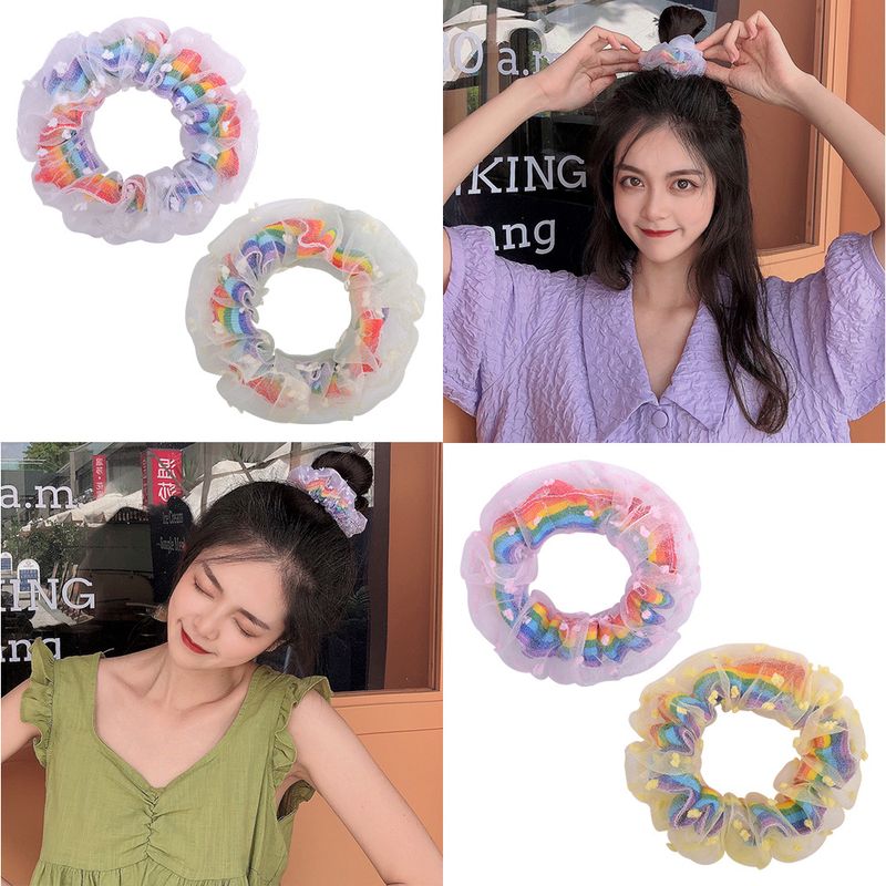 Korean Rainbow Double Hair Scrunchies Set