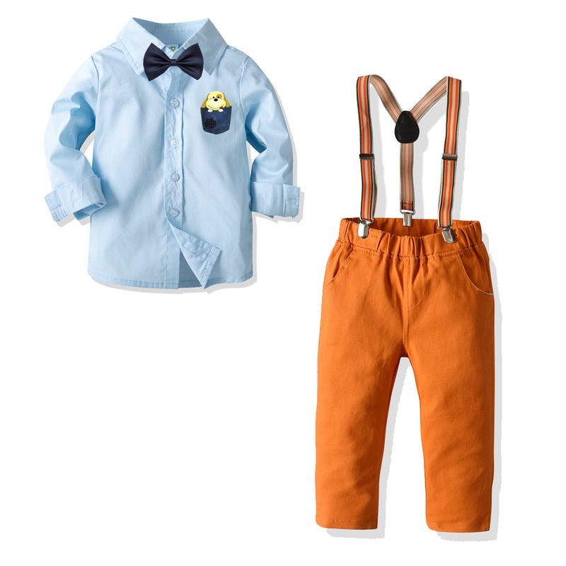 Solid Color Puppy Long-sleeved Shirt Trousers Four-piece Suit