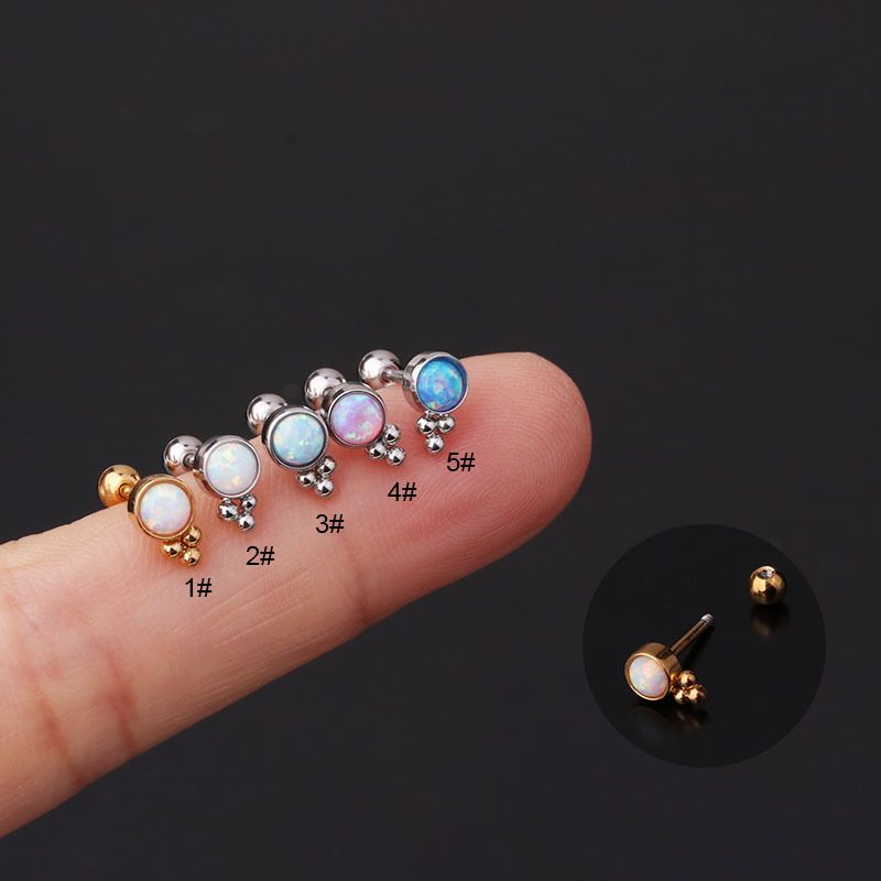 Ear Cartilage Rings & Studs Fashion Geometric 316 Stainless Steel  Inlaid Gemstone