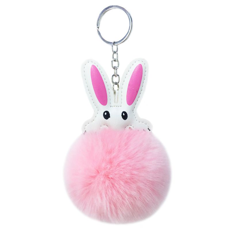 New Cute Pu Rabbit Fur Ball Keychain