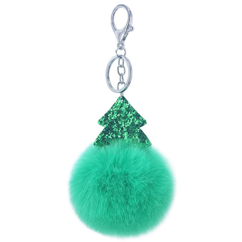 New Glitter Sequin Christmas Tree Furry Ball Keychain