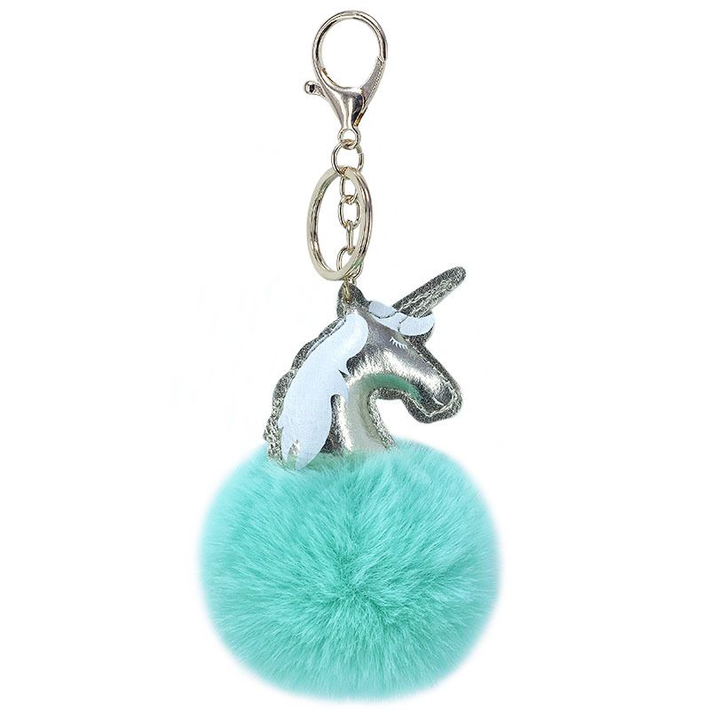 8cm Rex Rabbit Fur Ball Pu Unicorn Keychain
