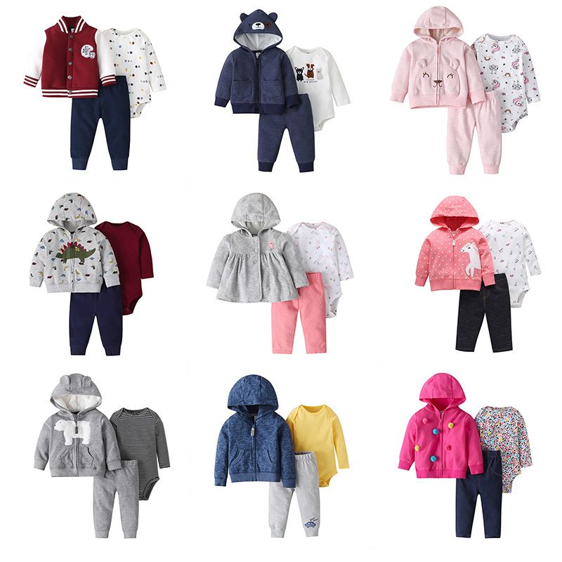 Baby Long-sleeved Hooded Sweater Three-piece Suits