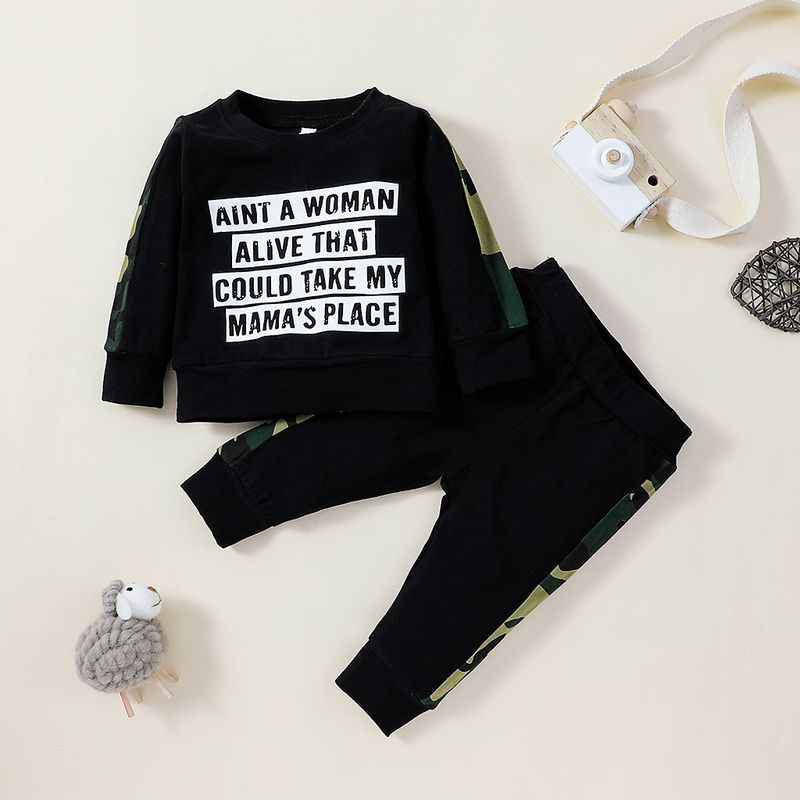 Baby Letter Pullover Sweater Two-piece Set