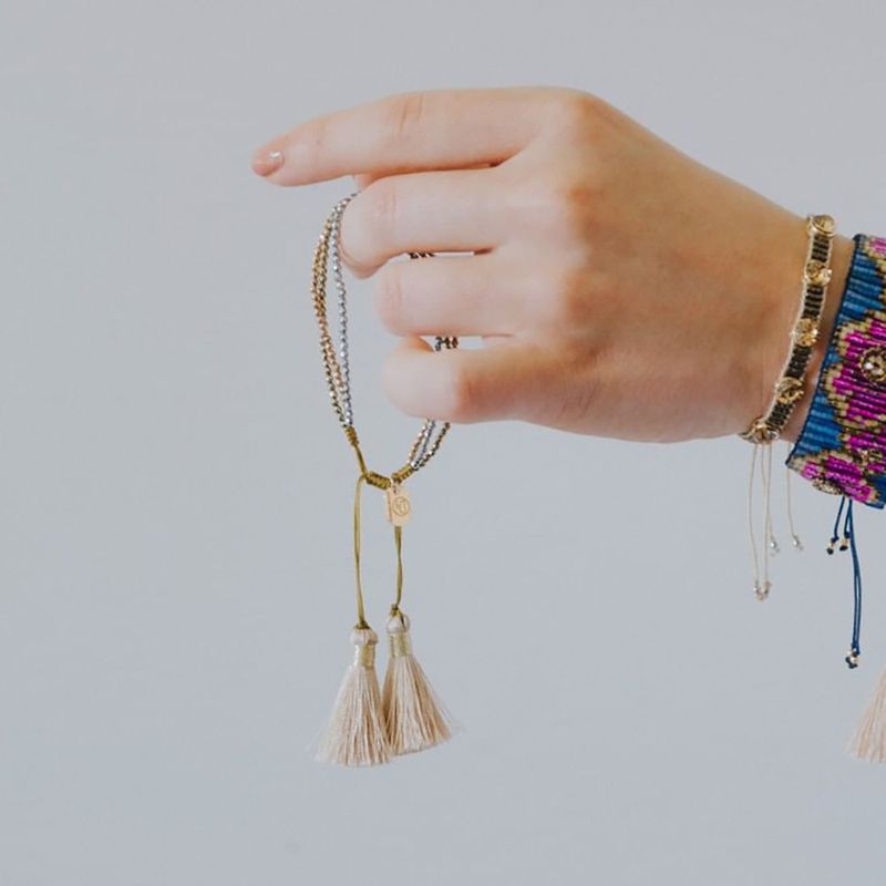 Bohemian Retro Ethnic Style Rose Tassel Multi-layered Bracelet