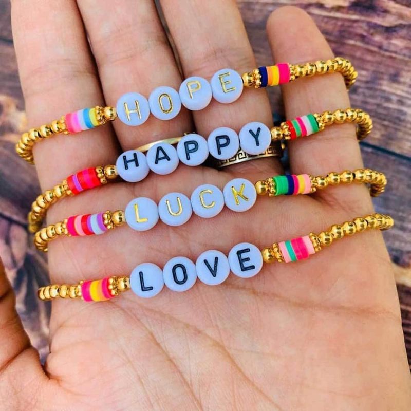 Pulsera De Carta De Amor Con Cuentas De Cerámica Suave De Color Bohemio De 4 Mm