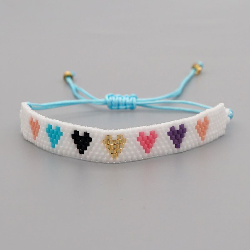 Simple Bohemian Hand-woven Beaded Colorful Love Ethnic Rice Bead Bracelet