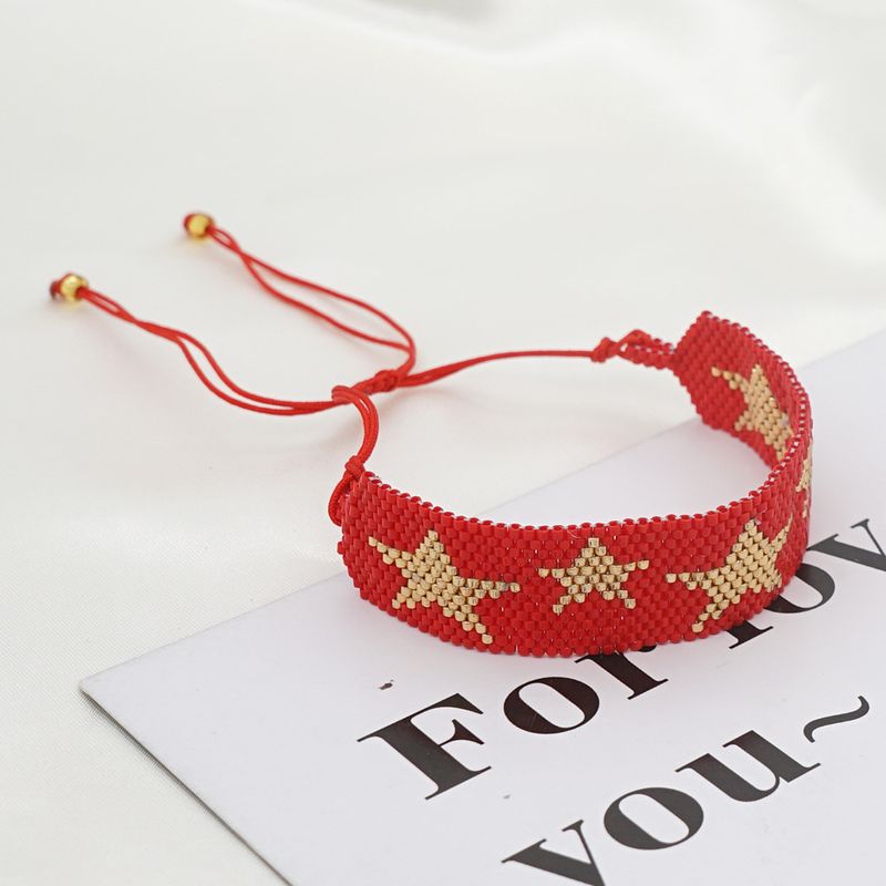 Simple Bohemian Miyuki Beads Bracelet Women's Handmade Woven Beads Five-pointed Star Ethnic Style Jewelry