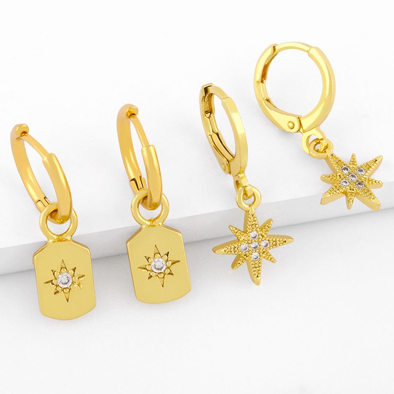 Micro-inlaid Six-pointed Star Earrings