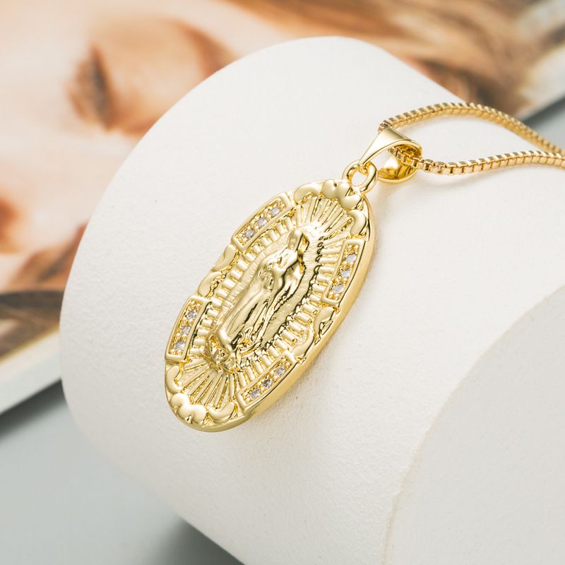 Fashion Oval Virgin Mary Pendant Necklace