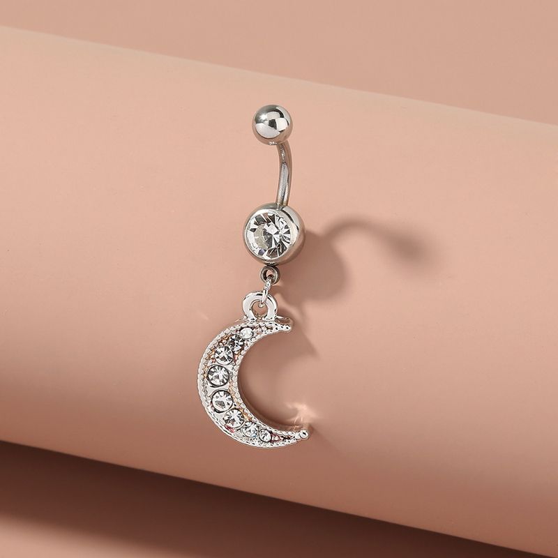 Fashion Moon Diamond Pendant Stainless Steel Belly Button Nail