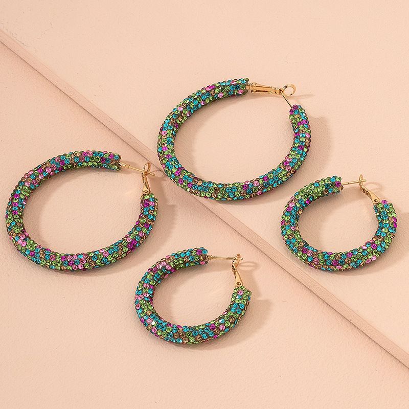 Fashion Geometric Plating Alloy Artificial Gemstones Earrings