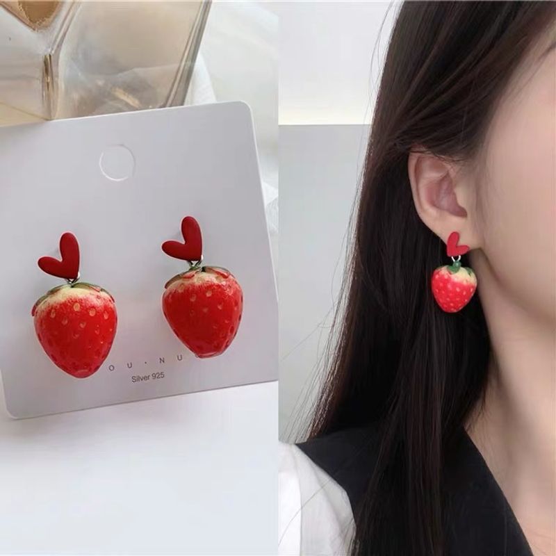 Korea Cute Small Fresh Love Strawberry Earrings