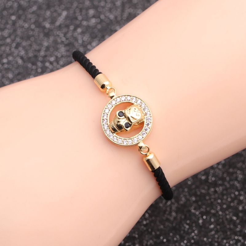 Copper Micro-inlaid Zircon Skull Head Skull Bracelet