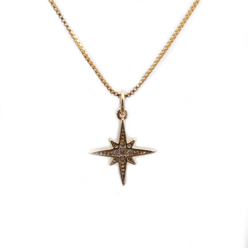 Micro-inlaid Zircon Six-pointed Star Necklace