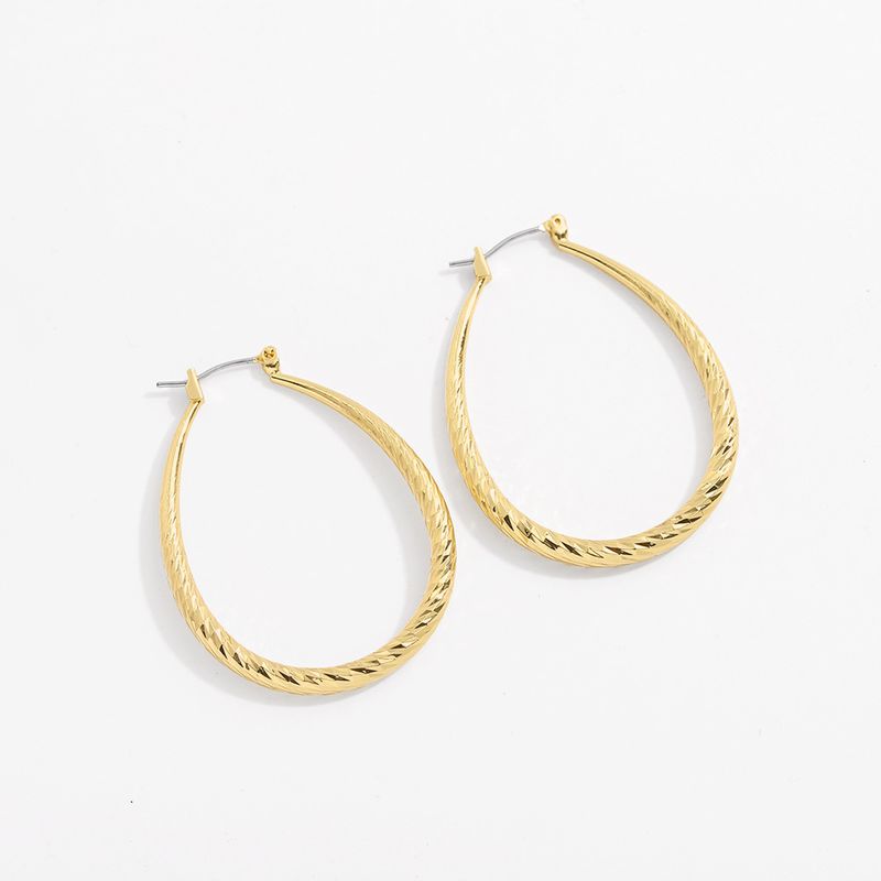 Copper Oval Simple Earrings
