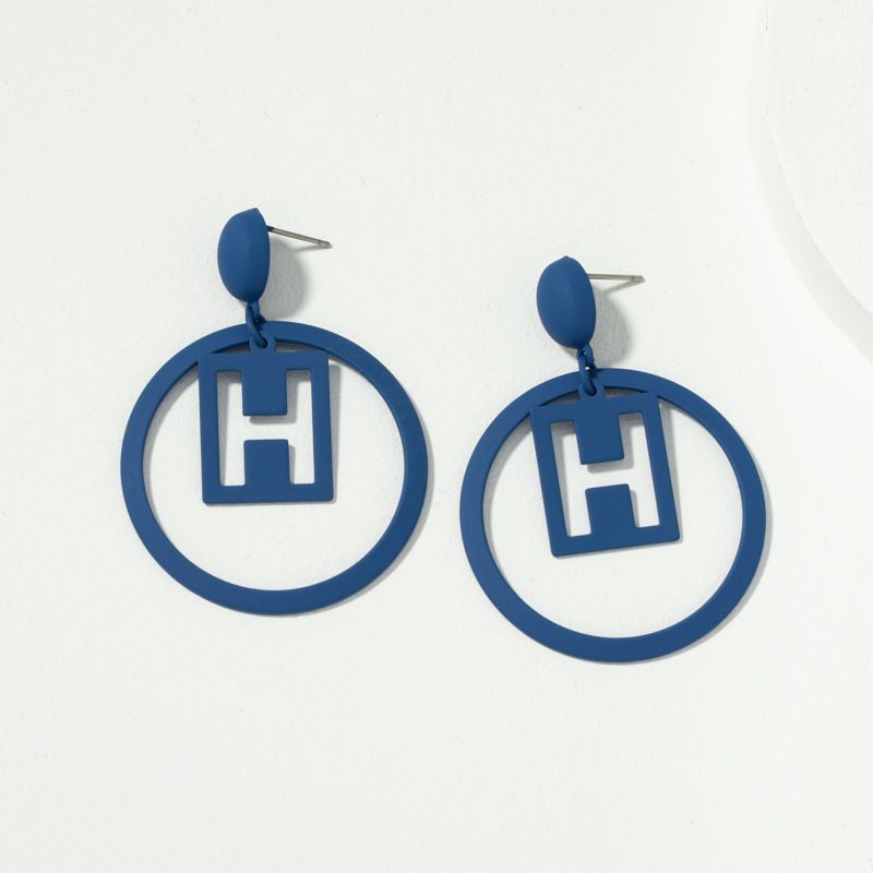 Fashion Blue Letter Earrings