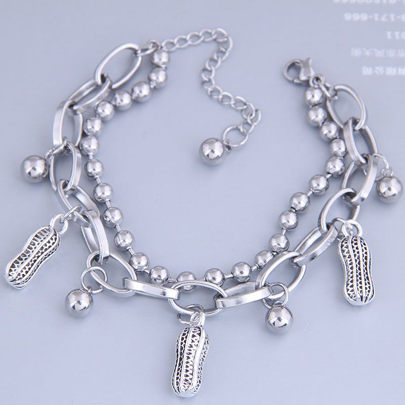 Korean Simple Stainless Steel Bead Peanut Bracelet