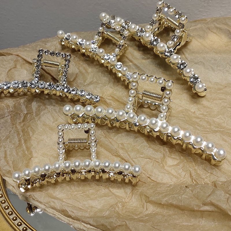 Pinza De Pelo De Diamantes De Imitación De Perlas De Metal