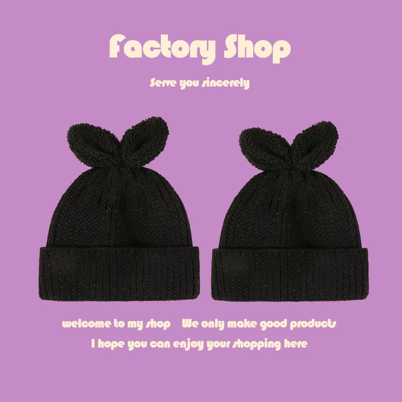 Black Cute Two Ears Knitted Hat