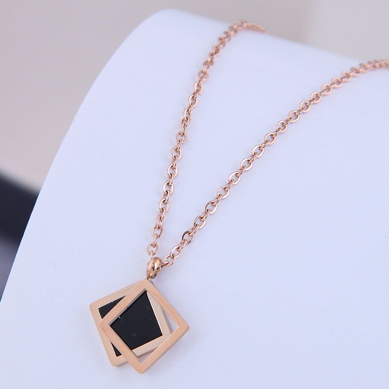 Fashion Sweet Ol Geometric Square Titanium Steel Necklace