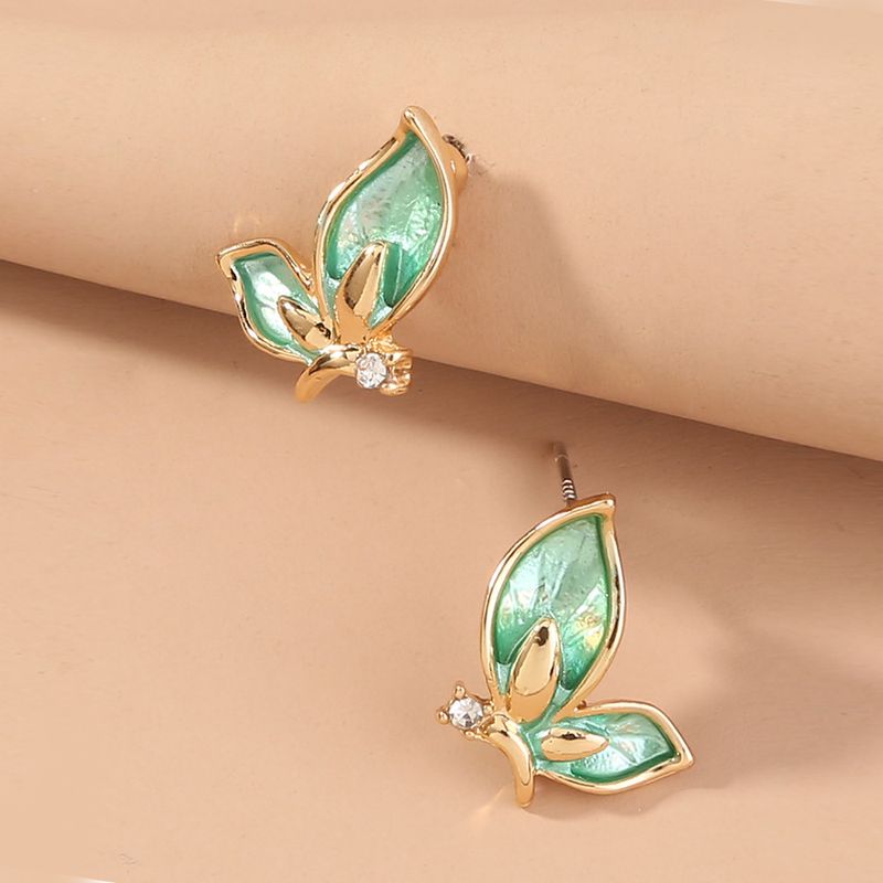 Green Butterfly Micro Diamond Stud Earrings