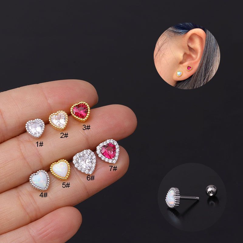 Fashion Screw Screw Ball Zircon Opal Love Earring
