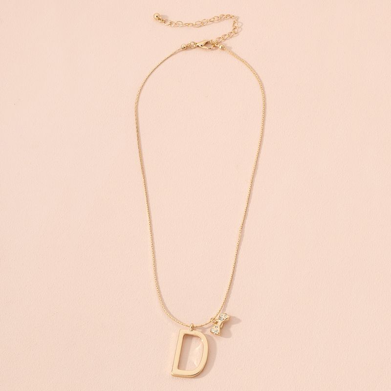 Simple Bow Letter D Pendant Necklace