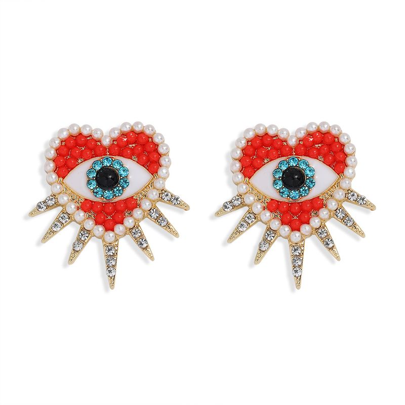Fashion Demon Eye Heart Diamond Earrings