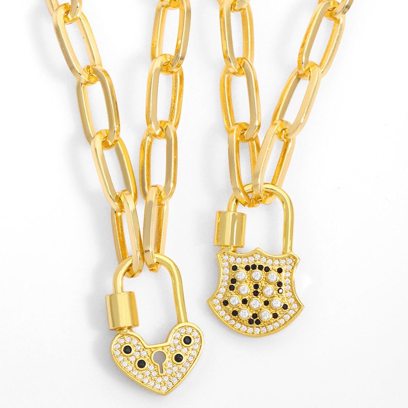 Fashion Lock Diamond Pendant Necklace