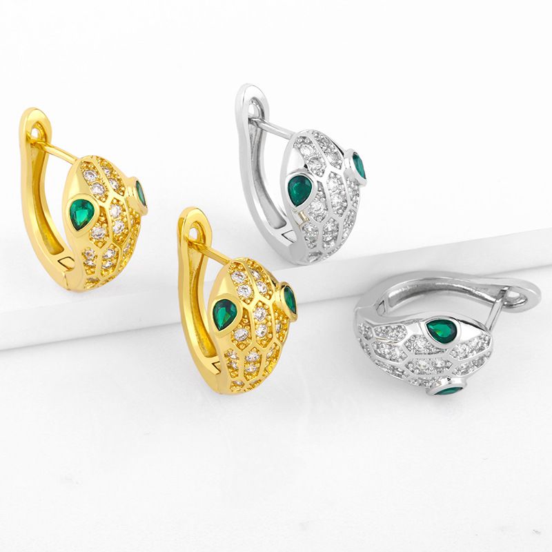 New Fashion Exaggerated Zircon Snake Earrings