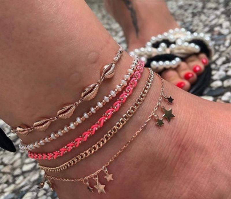Beads Shell Five-pointed Star Tassel Anklets 5-piece Set
