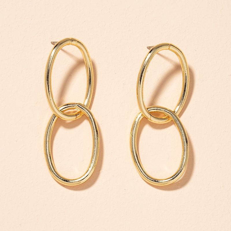 Boucles D&#39;oreilles Cercle Géométrique Simple Mode Rétro Corée