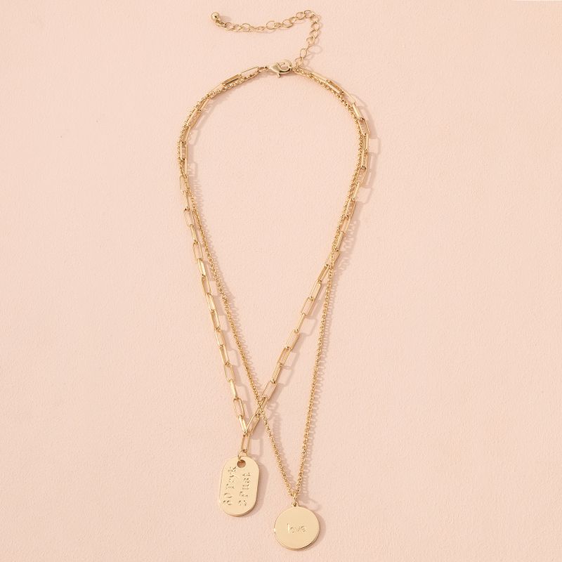 Collier Double Couche Avec Pendentif En Or Rétro