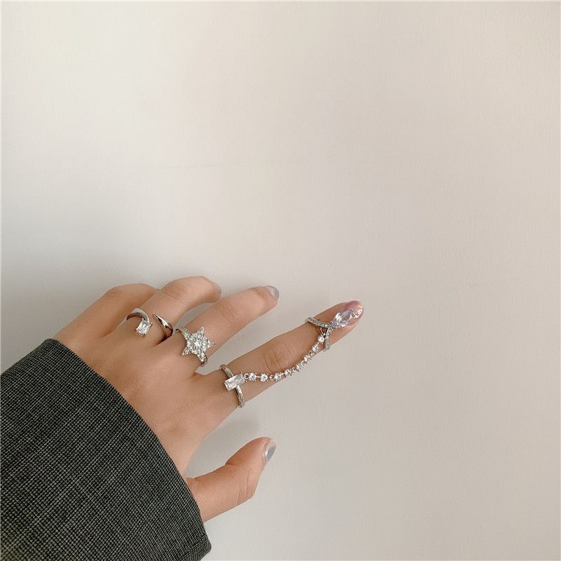 الماس الخماسية نجمة افتتاح الأزياء خاتم