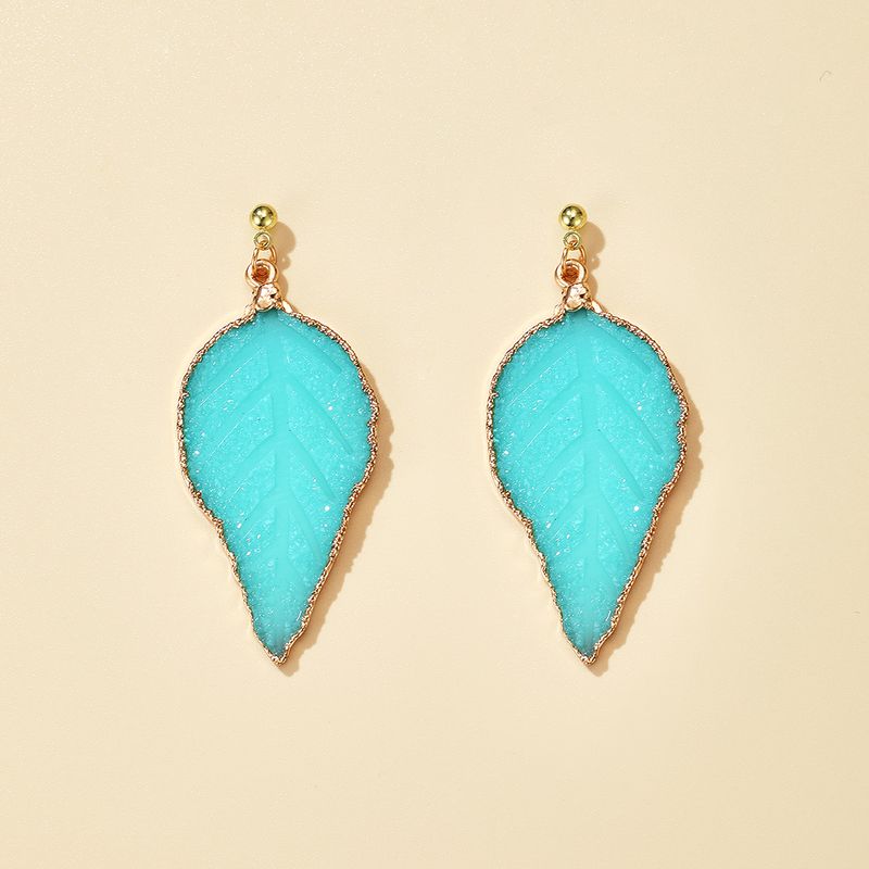 Simple Blue Leaf Fashion Earrings