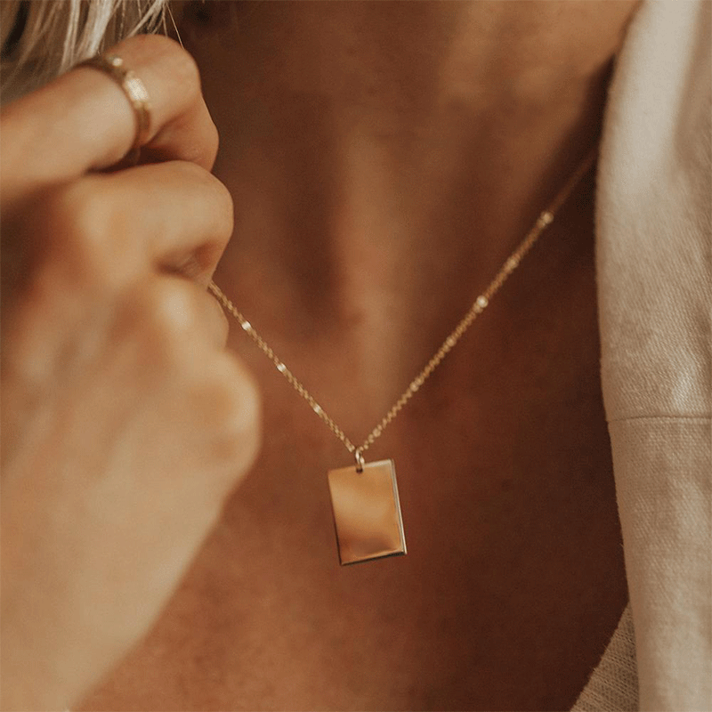 Acier Inoxydable Plaqué Or 14K Mode Placage Géométrique Collier